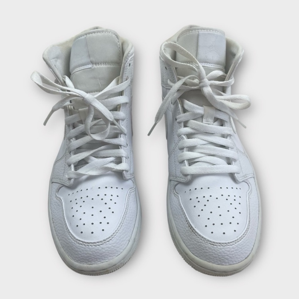 Nike Air Jordan 1 Mid Triple White Men’s Size 9.5 Sneakers - Picture 3 of 9